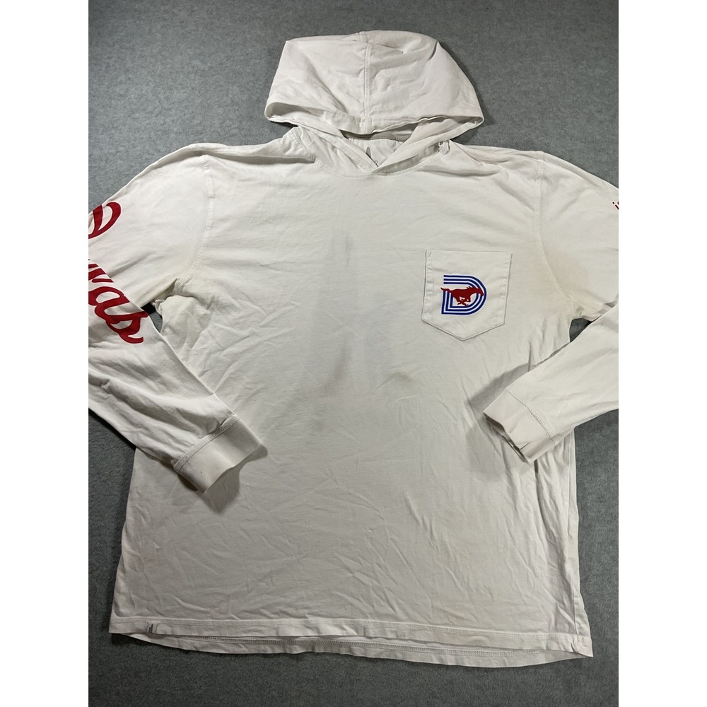 Johnnie-O SMU Dallas Mustangs Hooded T-Shirt Mens XL White Long Sleeve 2466